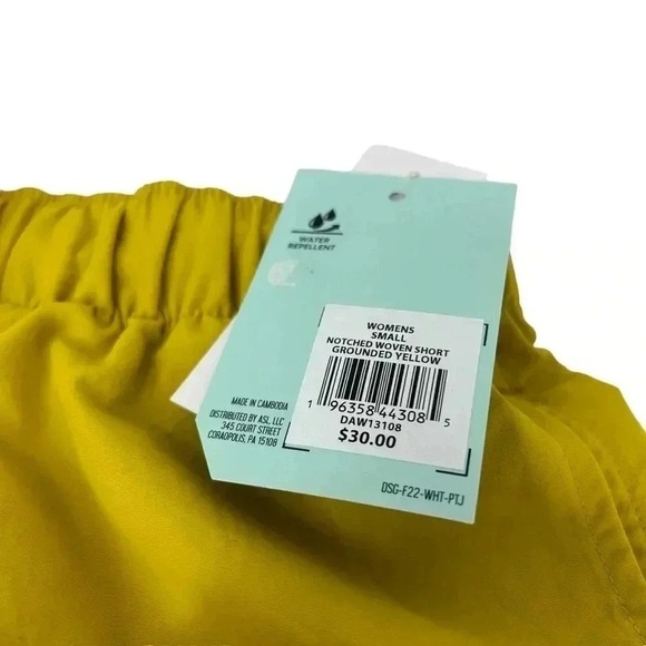 DSG NOTCHED WOVEN SHORTS GROUNDED YELLOW DRAWSTRING WAIST WOMENS SIZE SMALL - Picture 2 of 8